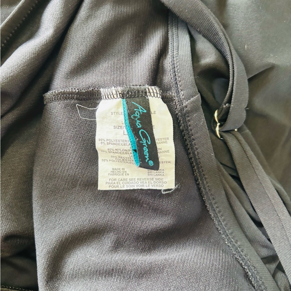 Aqua Green Women's UPF 50 High Neck Swim Romper W/Pockets L (12-14) Black - Picture 5 of 6